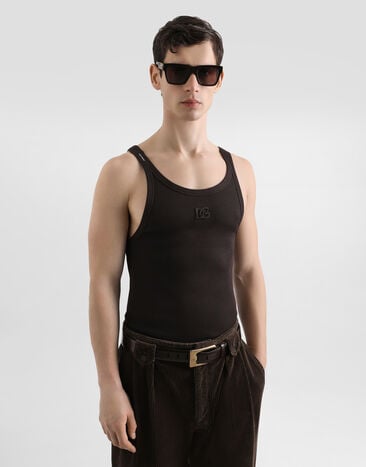 Dolce & Gabbana Ribbed tank top Brown G8SV9ZFU7AV