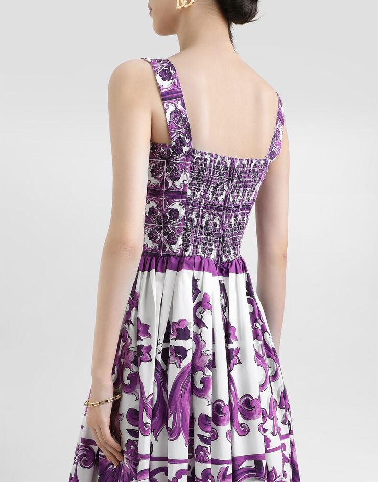 Dolce & Gabbana Majolica-print poplin dress Multicolor F6TTGTHH5EN