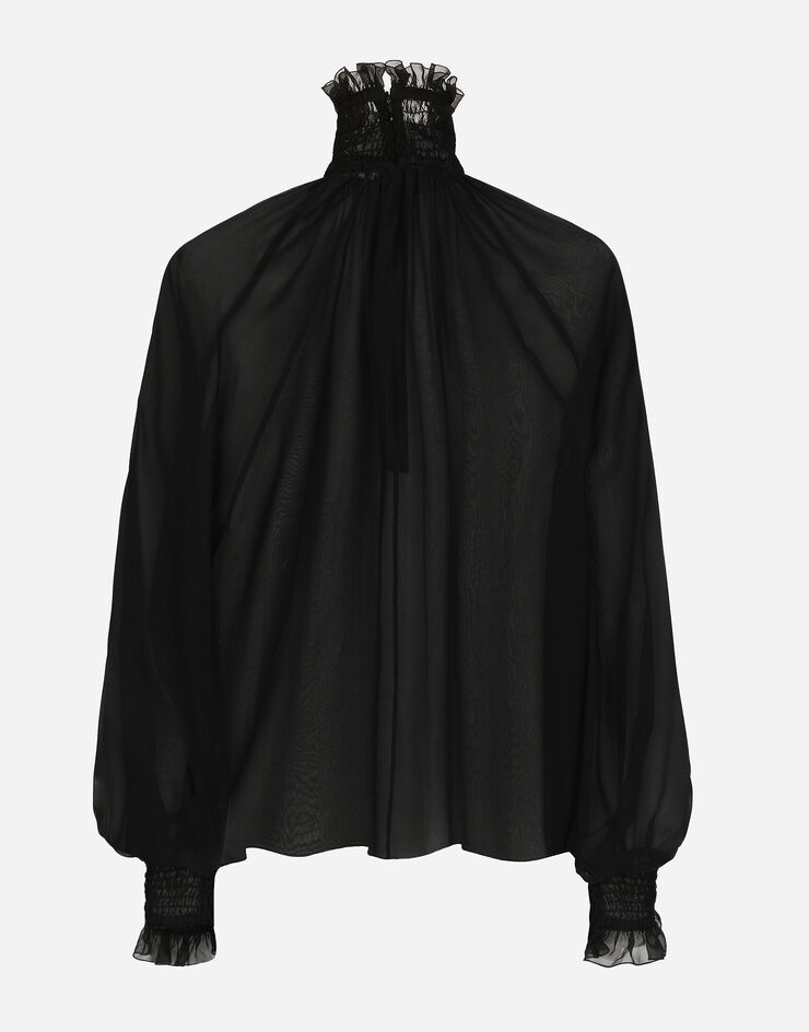 Dolce & Gabbana Bluse aus Chiffon mit gesmokten Details Black F79EMTFU1AT