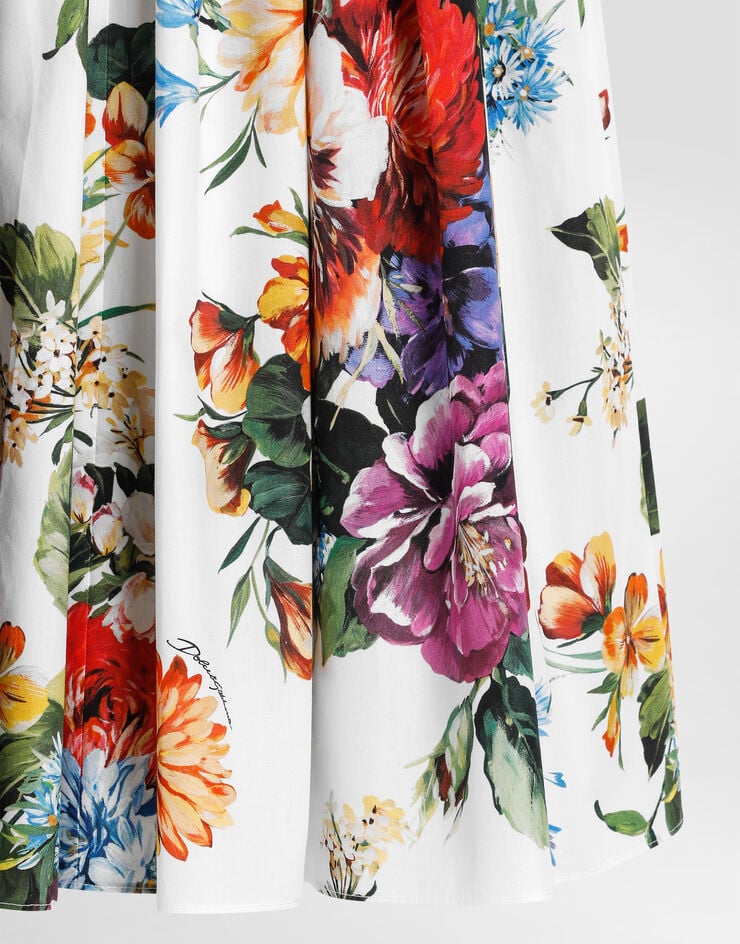 Dolce & Gabbana Kurzärmeliges Kleid aus Popeline mit Blumenprint Drucken L53DU2HS5TV