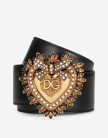 Dolce & Gabbana 럭스 가죽 디보션 벨트 블랙 BI1261AW576
