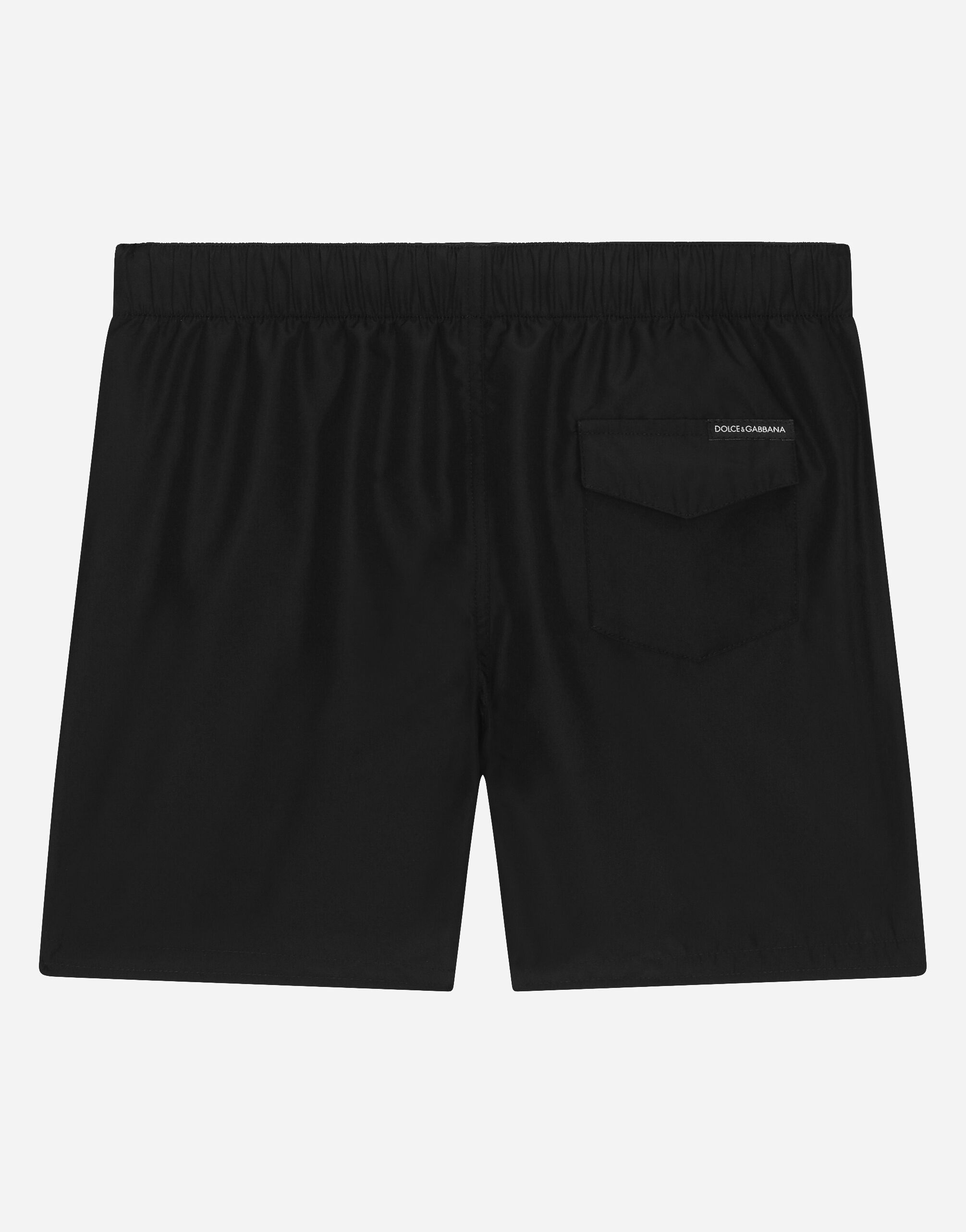 Nylon swim trunks with logo print in Black for Boys Dolce Gabbana US