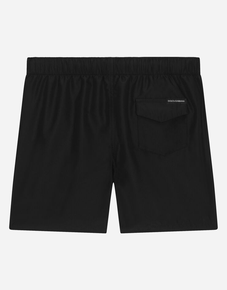 DolceGabbanaSpa Nylon swim trunks with logo print Black L4J818G7KM9