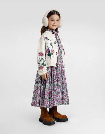 Dolce & Gabbana Violet-print crêpe dress Print L54DJ6IS1ZT