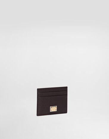 Dolce & Gabbana Calfskin card holder with branded plate Bordeaux BI0330A1001