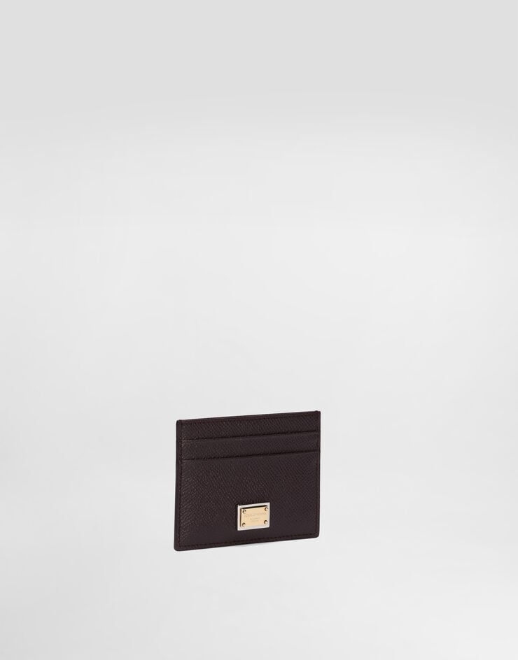 Dolce & Gabbana Calfskin card holder with branded plate Bordeaux BI0330A1001