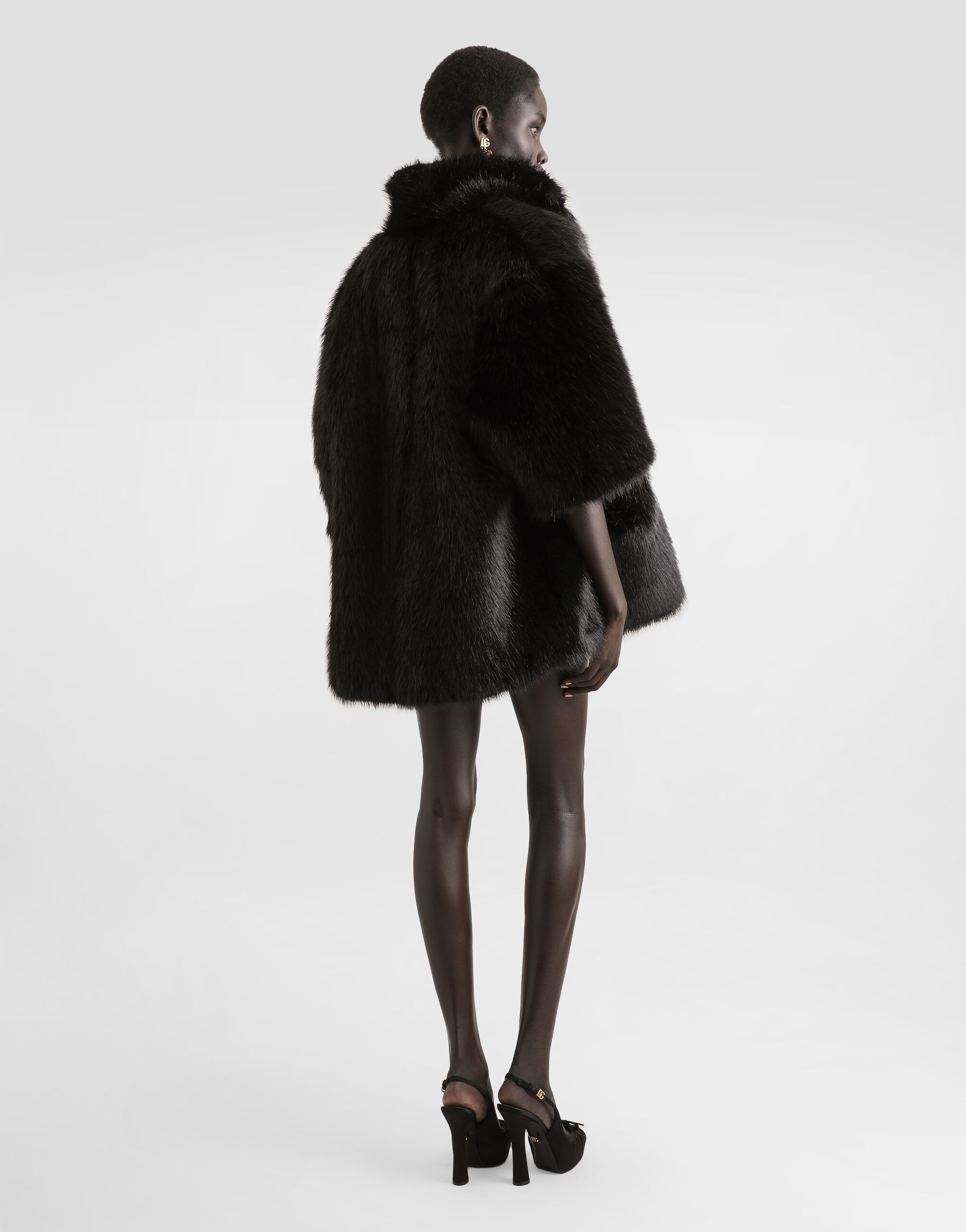 ジャケット DOLCE  GABBANA Women Outer F291WTFU21E P DOLCE N0000 Black Satin jacquard down jacket with all-over DG logo in Black