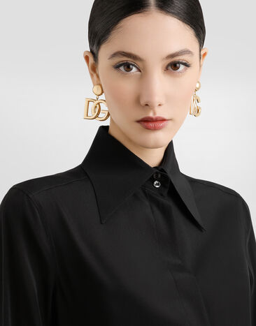 Dolce & Gabbana Stretch silk shirt Black F5R64TFUAGM