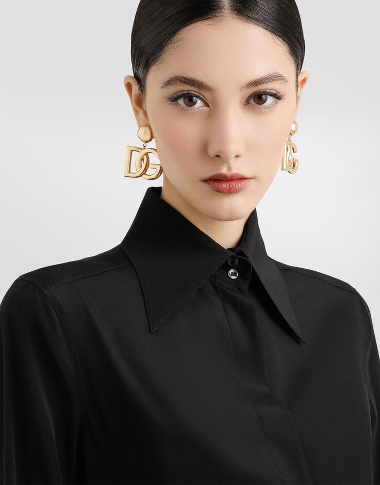 Dolce & Gabbana Stretch silk shirt Black F5R64TFUAGM