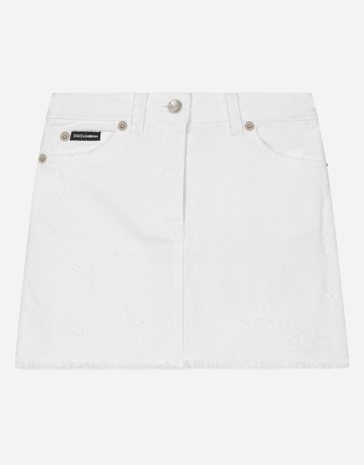 Dolce & Gabbana Jupe courte en denim stretch blanc Blanc L54I52LDA84