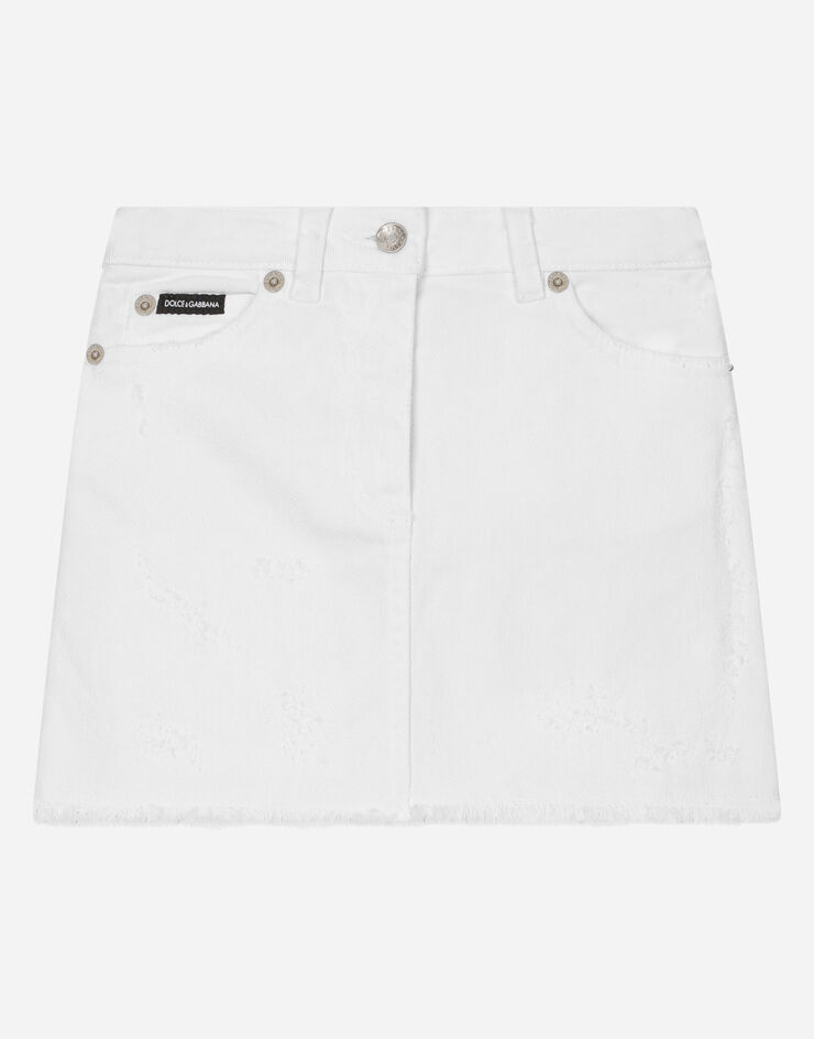 Dolce & Gabbana Белая короткая юбка из эластичного денима белый L54I52LDA84