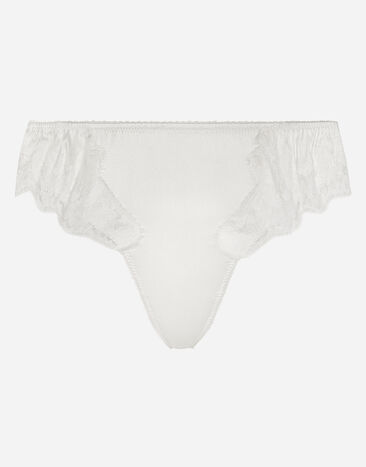 Dolce & Gabbana Tanga aus Satin mit Spitze Mehrfarbig O2B50TFUAD8