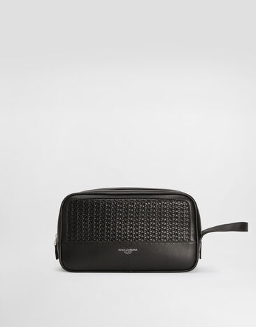 Dolce & Gabbana Woven plongé calfskin necessaire Black BT3310AN419