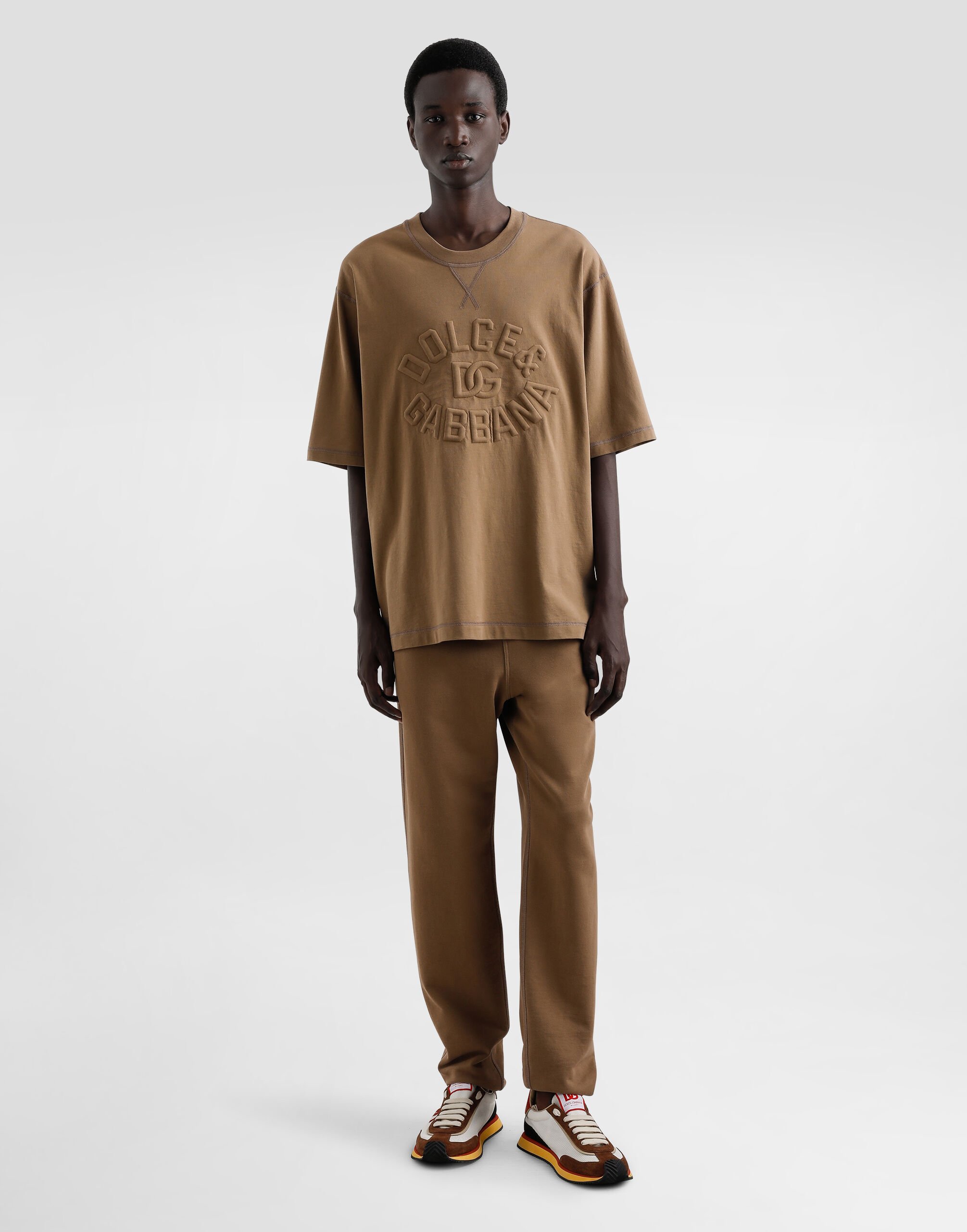 Cotton T-shirt with logo in Brown for Men | Dolce&Gabbana®