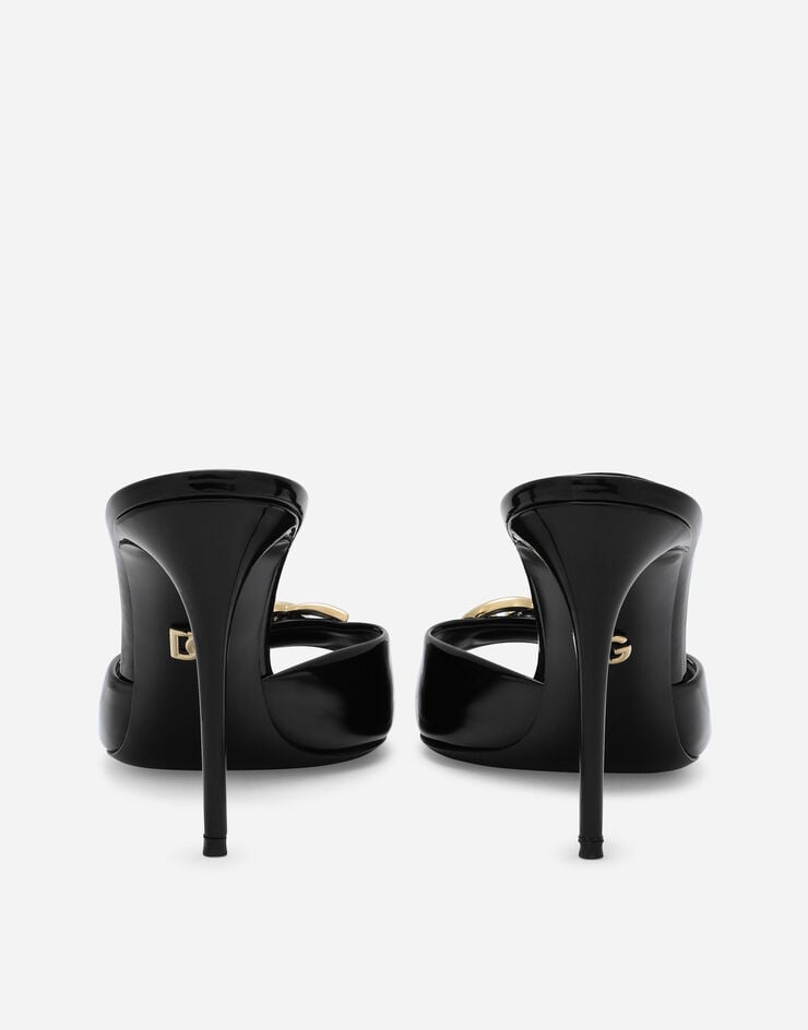 Dolce & Gabbana DG 徽标漆皮穆勒鞋 黑 CR1484A1471