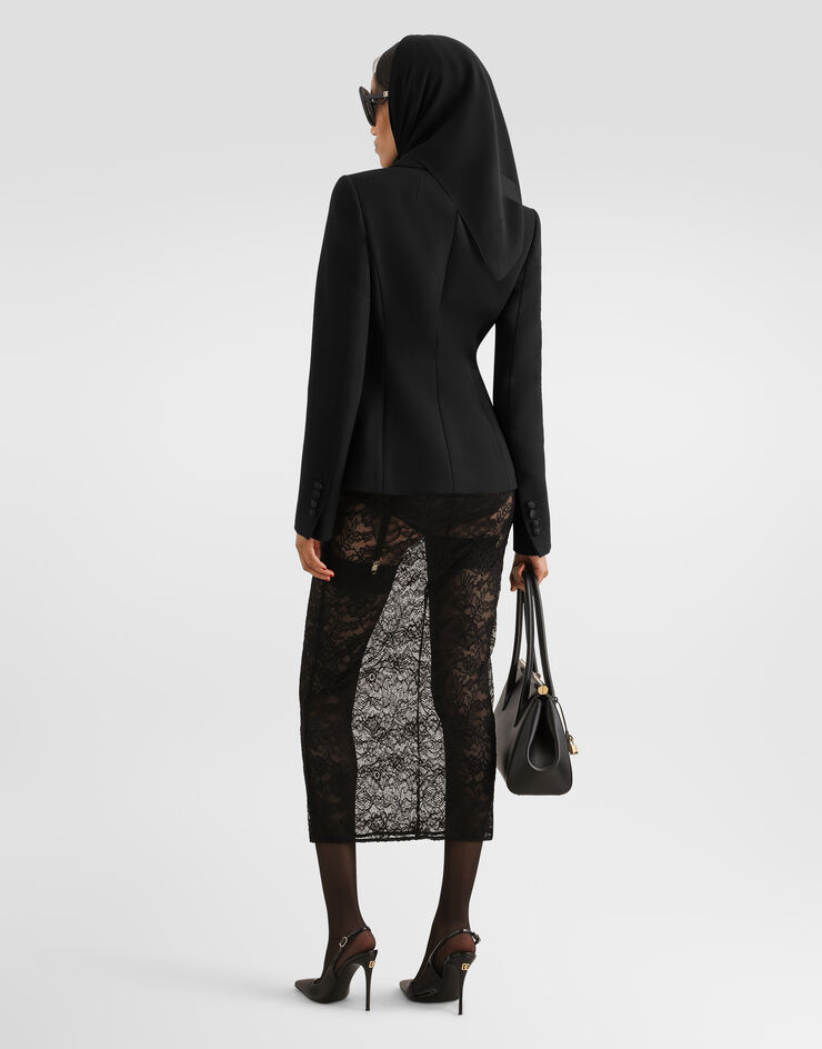 Dolce & Gabbana سترة مزدوجة الصدر من كادي صوف Dolce & Gabbana سترة مزدوجة الصدر من كادي صوف أسود F27JKTHUMUS