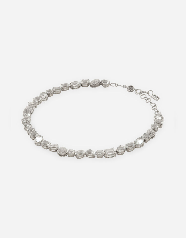 Dolce & Gabbana Halskette Anna aus Weißgold 18 kt mit farblosen Topasen Weiss WNQA1GWTPCO