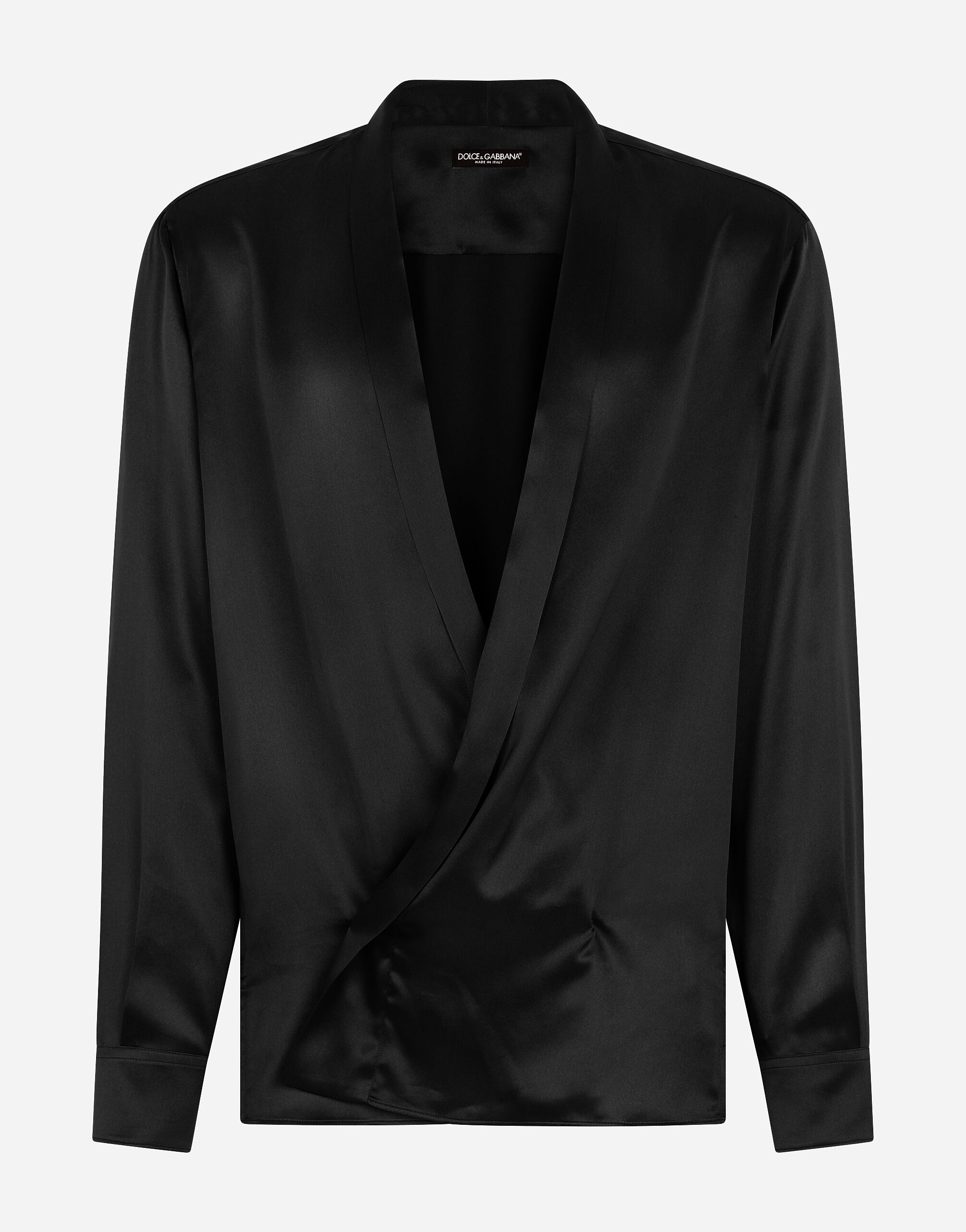 Oversize silk satin shirt in Black for Men | Dolce&Gabbana® US