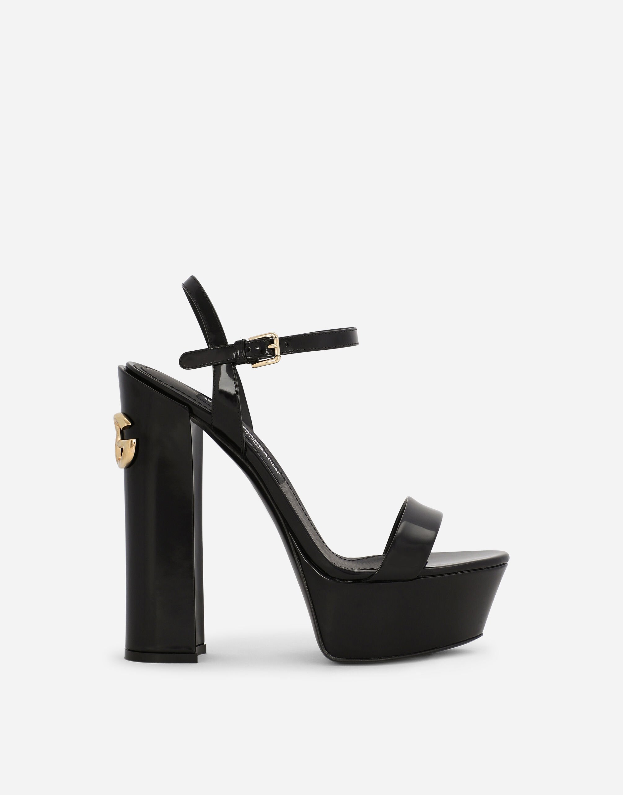 Dolce&Gabbana Polished calfskin platform sandals Black GY6IETFUFJR