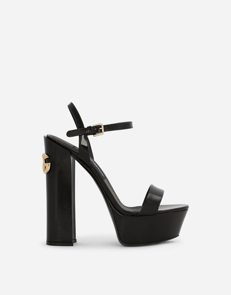 Dolce & Gabbana Sandalia plataforma de piel de becerro brillante Negro CR1340A1037