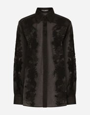 Dolce & Gabbana Organza shirt with lace appliqués Black F7T19TG9798