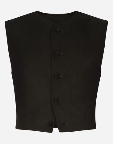Dolce & Gabbana Full Milano jersey and wool gabardine vest Black G5LG0TFUOA5