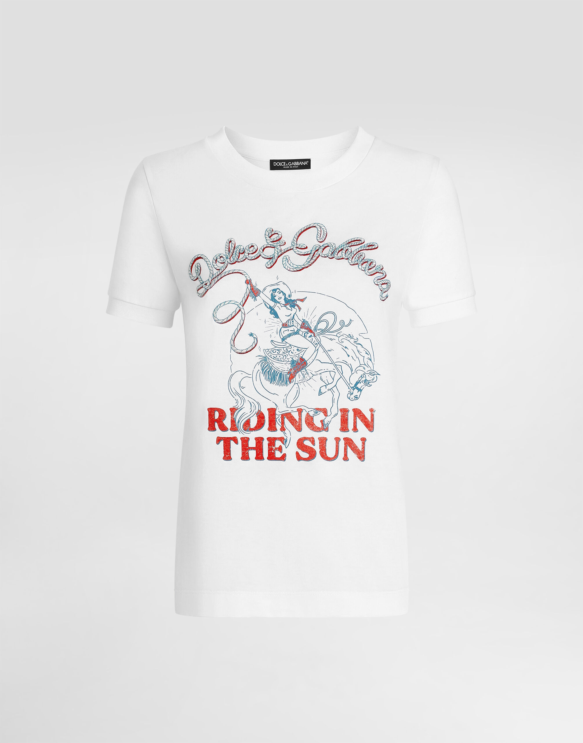 Whiteのウィメンズ Jersey t-shirt with print and embroidery