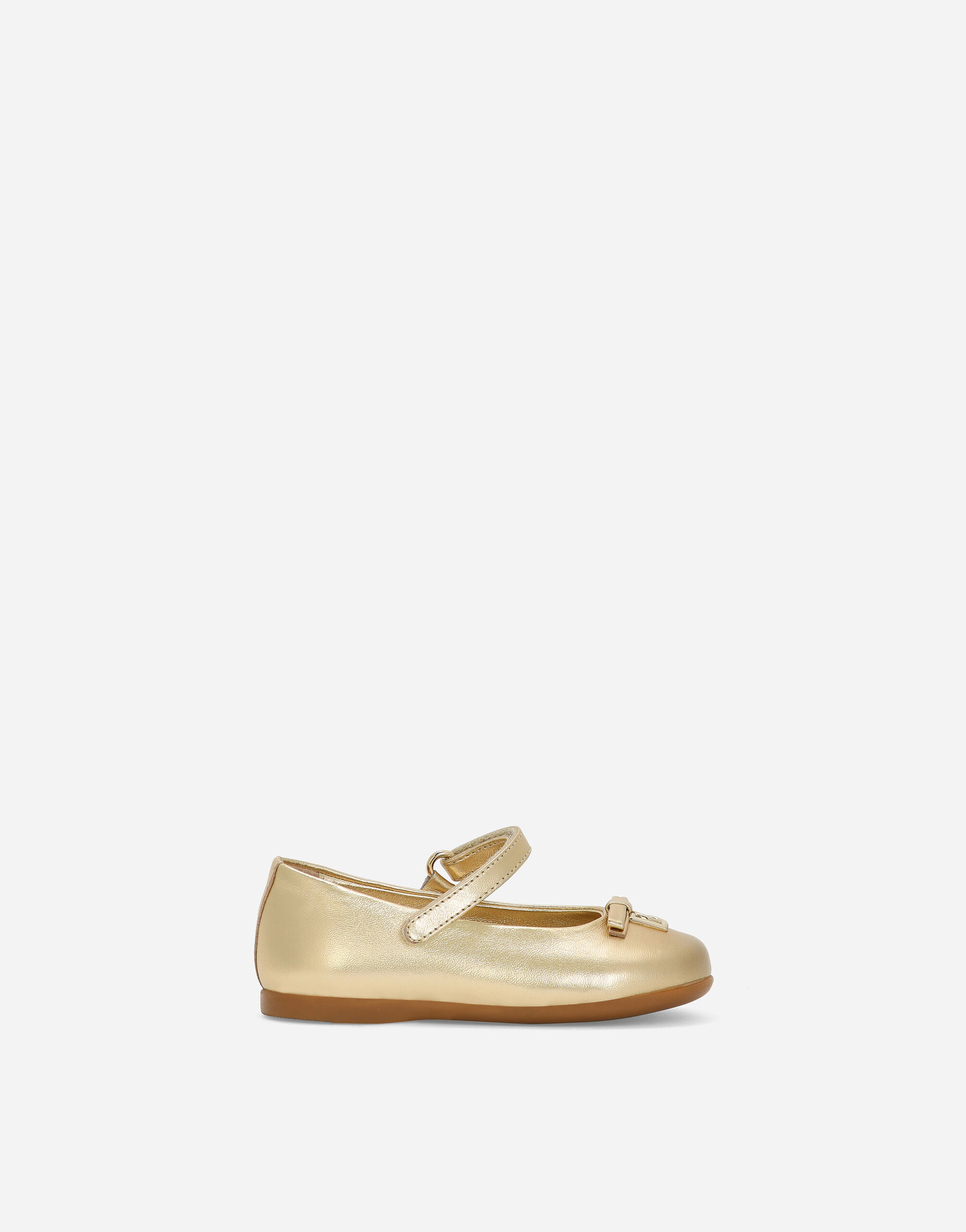 Ballerines en cuir nappa lam en Dor pour pour fille Dolce Gabbana