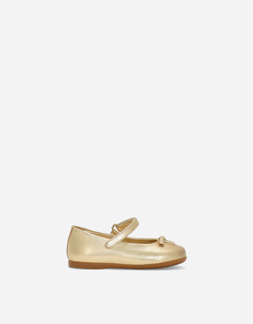 Dolce & Gabbana Foiled nappa leather ballet flats Yellow D20064AC113