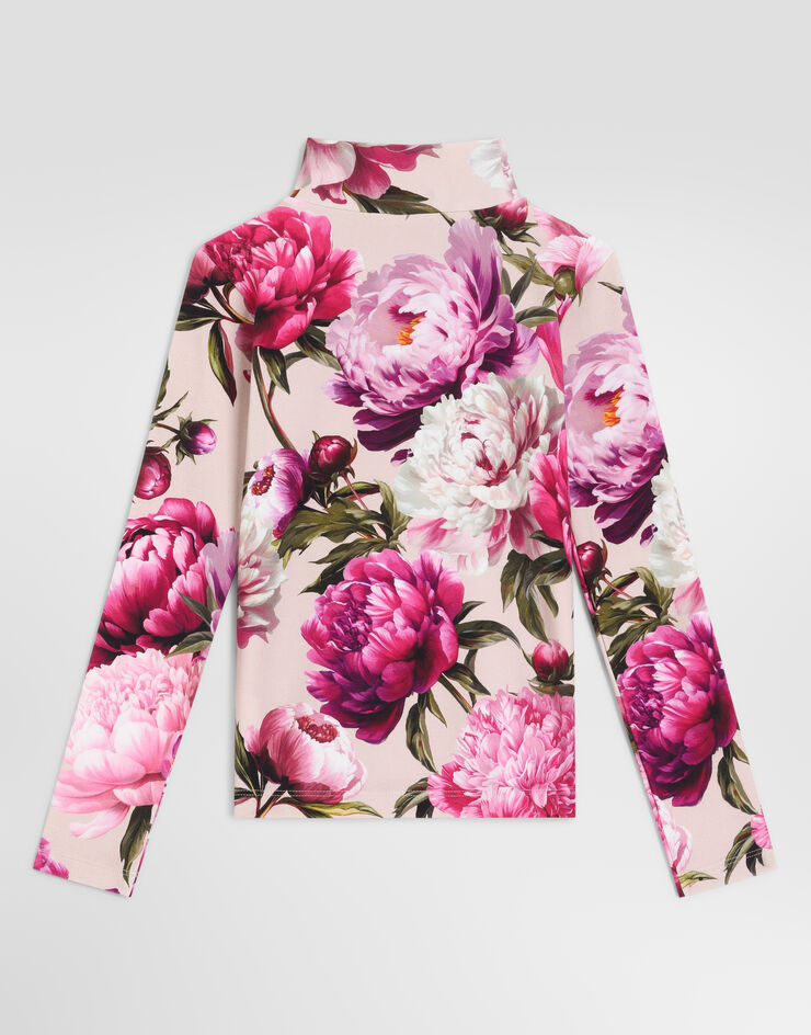 Dolce & Gabbana Peony-print interlock mock-neck top Dolce & Gabbana Peony-print interlock mock-neck top Multicolor L5JTLEG7QZU