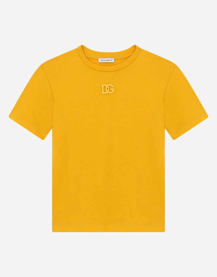 Dolce & Gabbana Jersey T-shirt with DG logo embroidery Giallo L4JTDYG7BYL