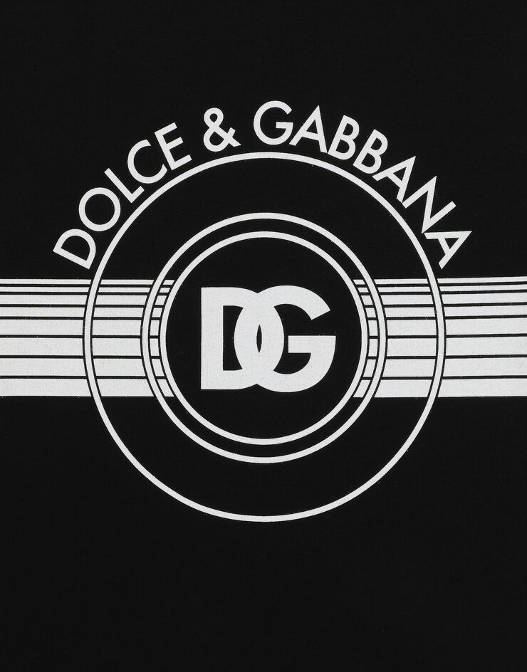 Dolce & Gabbana Camiseta en interlock de algodón con estampado del logotipo DG Negro G8PN9TG7J6B