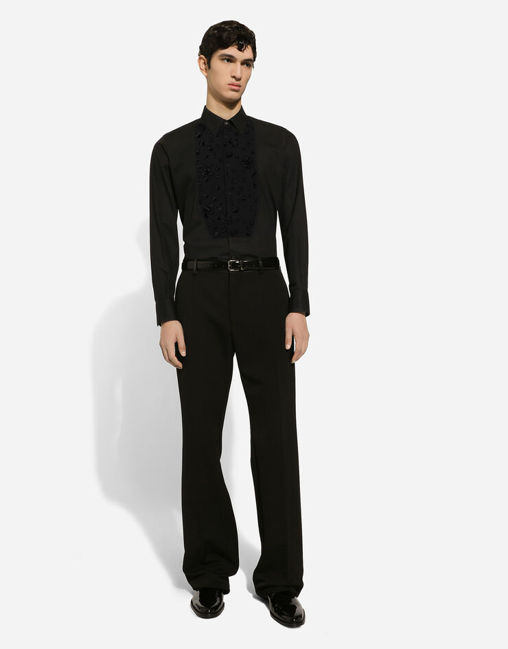 Dolce & Gabbana Straight-leg wool tuxedo pants Black GVRZHTFU21E