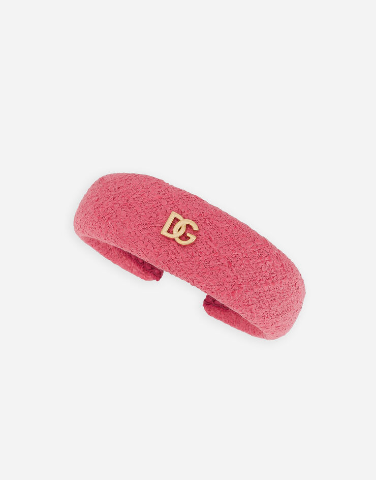 Dolce & Gabbana Bouclé headband with DG logo Pink LB3L54G7L9E