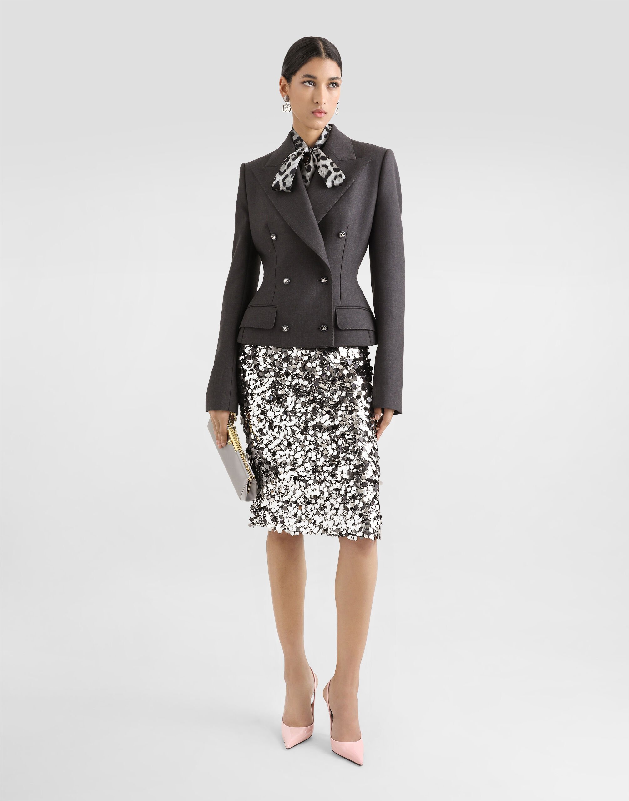 全日本送料無料 Sequined US Dolce&Gabbana® | Women for Silver in skirt midi スカート