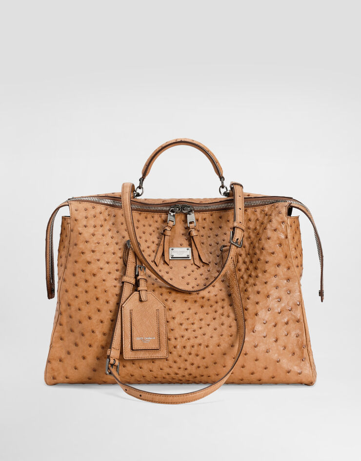 Dolce & Gabbana Vittoria ostrich leather handbag Beige BM7825A8B06
