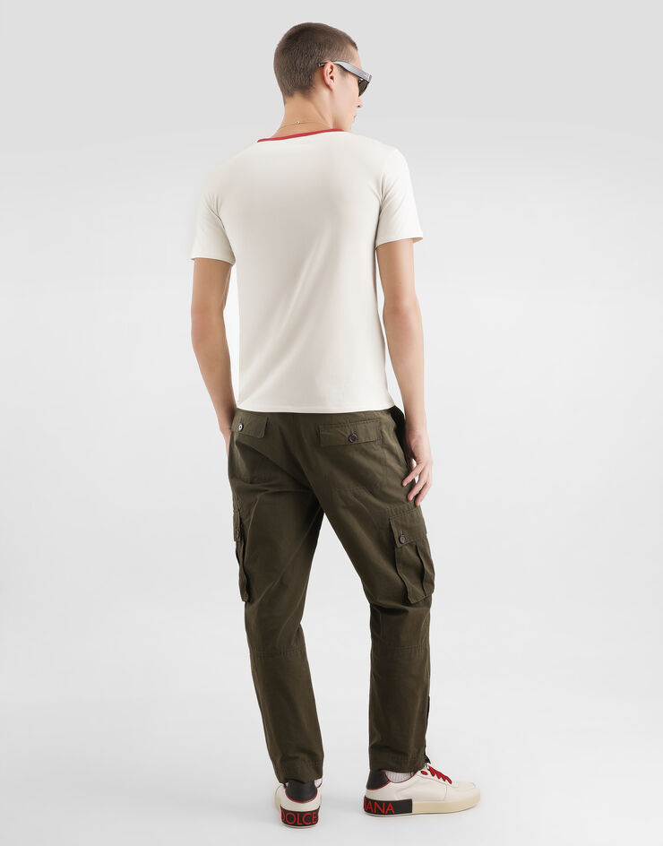 Dolce & Gabbana Cotton t-shirt with print Beige G8TI9TG7POX