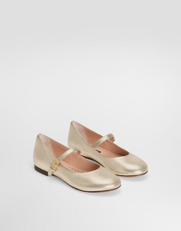 Dolce & Gabbana Laminated nappa leather ballet flats Grey D11274AJ133