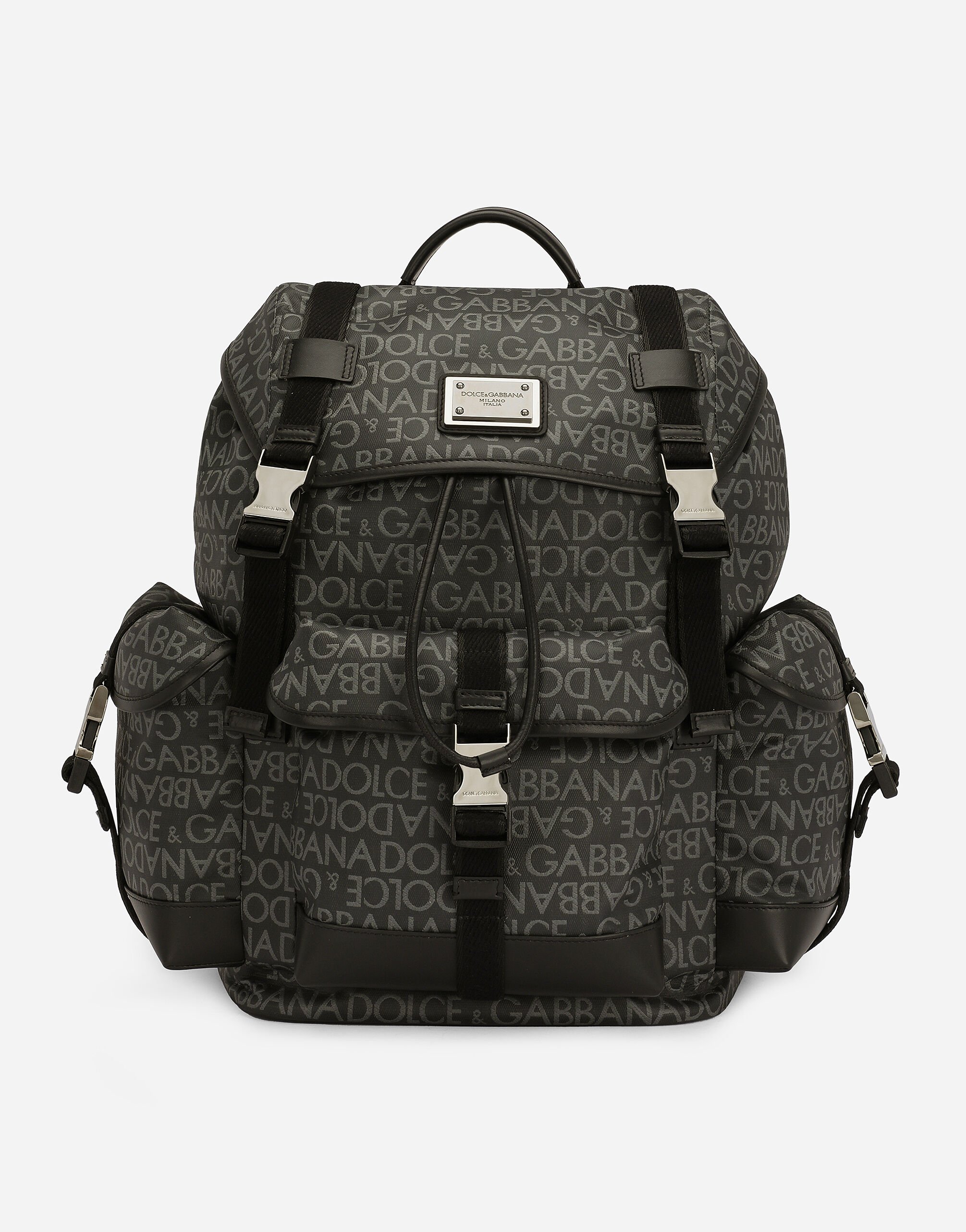 Dolce&Gabbana Coated jacquard backpack Grey BM2279AP549