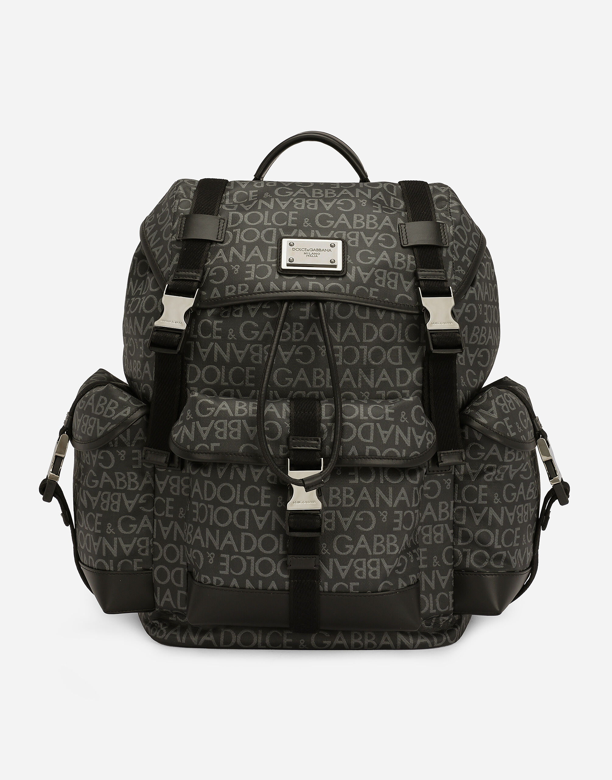 Dolce & Gabbana Rucksack aus beschichtetem Jacquard Schwarz BM2336AG182