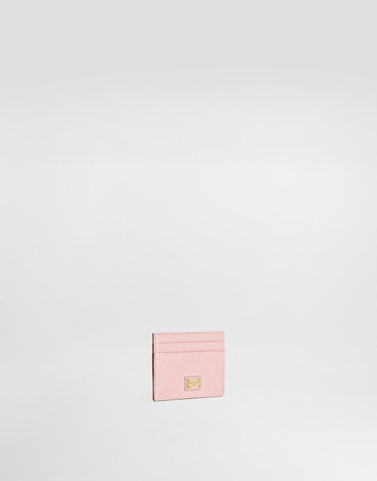 Dolce & Gabbana Calfskin card holder with plate Pink BI0330A1001