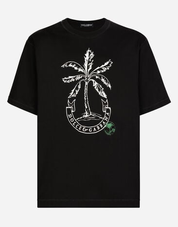 Dolce & Gabbana تي شيرت بأكمام قصيرة وطبعة شجرة موز أسود G8PN9TG7K1V