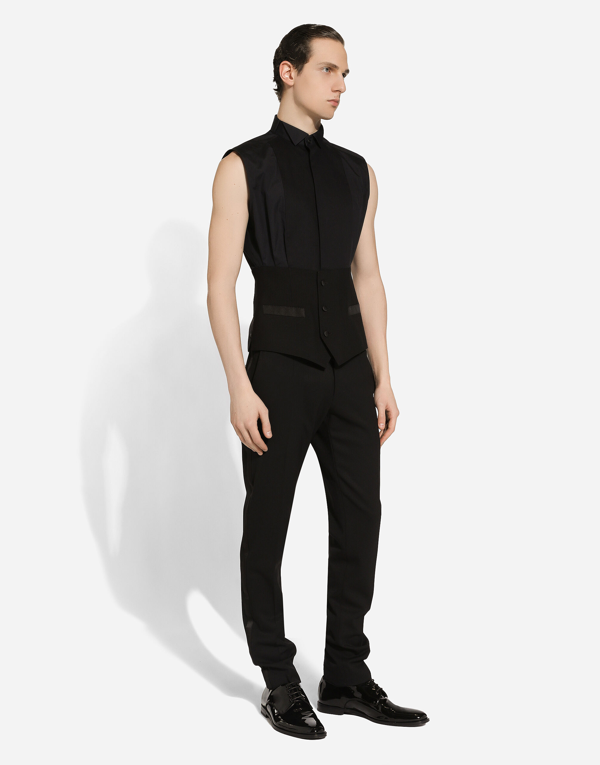 Sleeveless cotton tuxedo shirt in Black for Men | Dolce&Gabbana® US