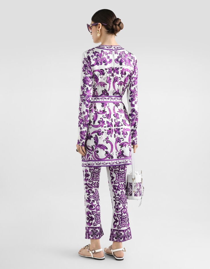 Dolce & Gabbana Majolica print silk trousers Multicolor FTAG7THPABP