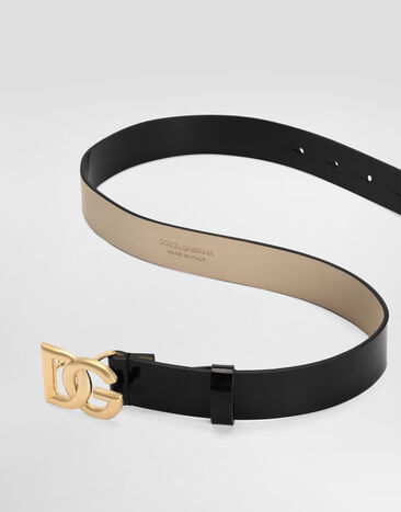 Dolce & Gabbana حزام من جلد لامع بشعار Black EE0068A1067