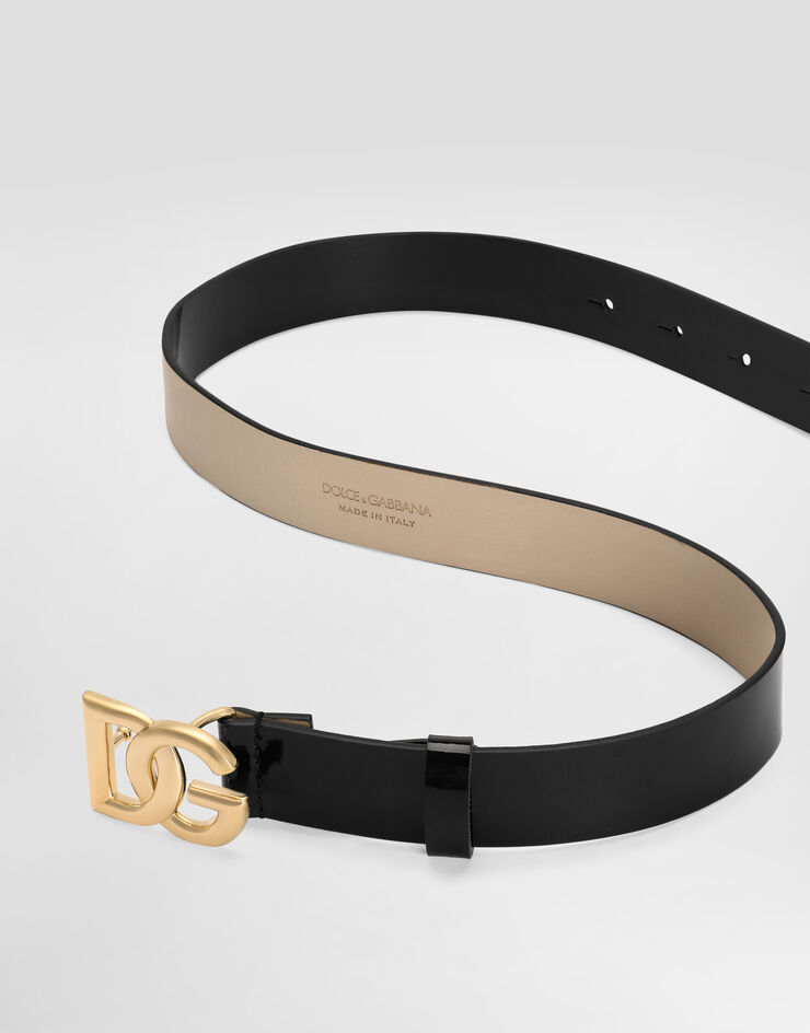 Dolce & Gabbana حزام من جلد لامع بشعار Black EE0068A1067