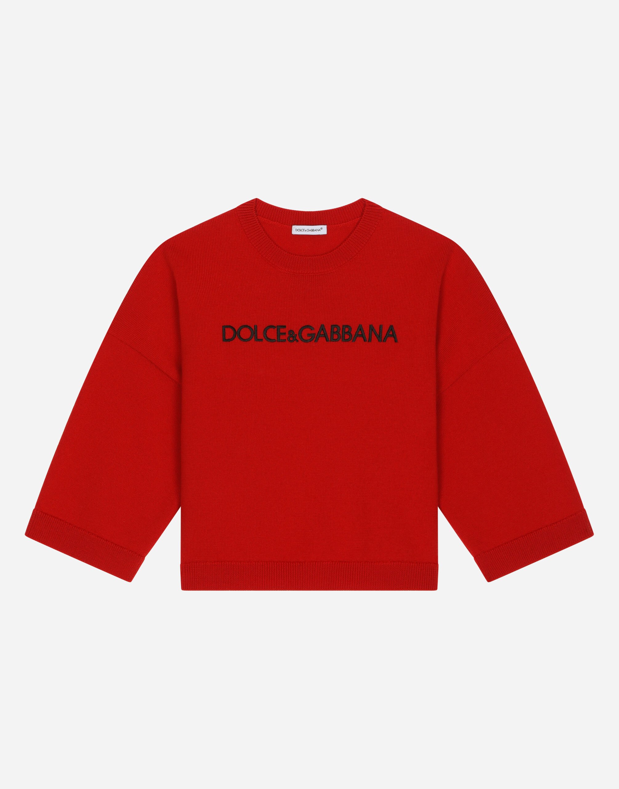 Dolce&Gabbana Round-neck pullover with logo embroidery Red L5JW9YG7K5N