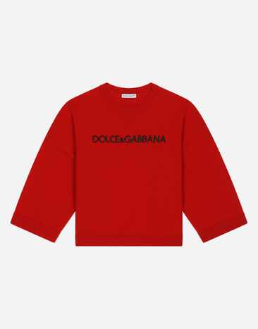 Dolce&Gabbana Round-neck pullover with logo embroidery Red L5JW9YG7K5N