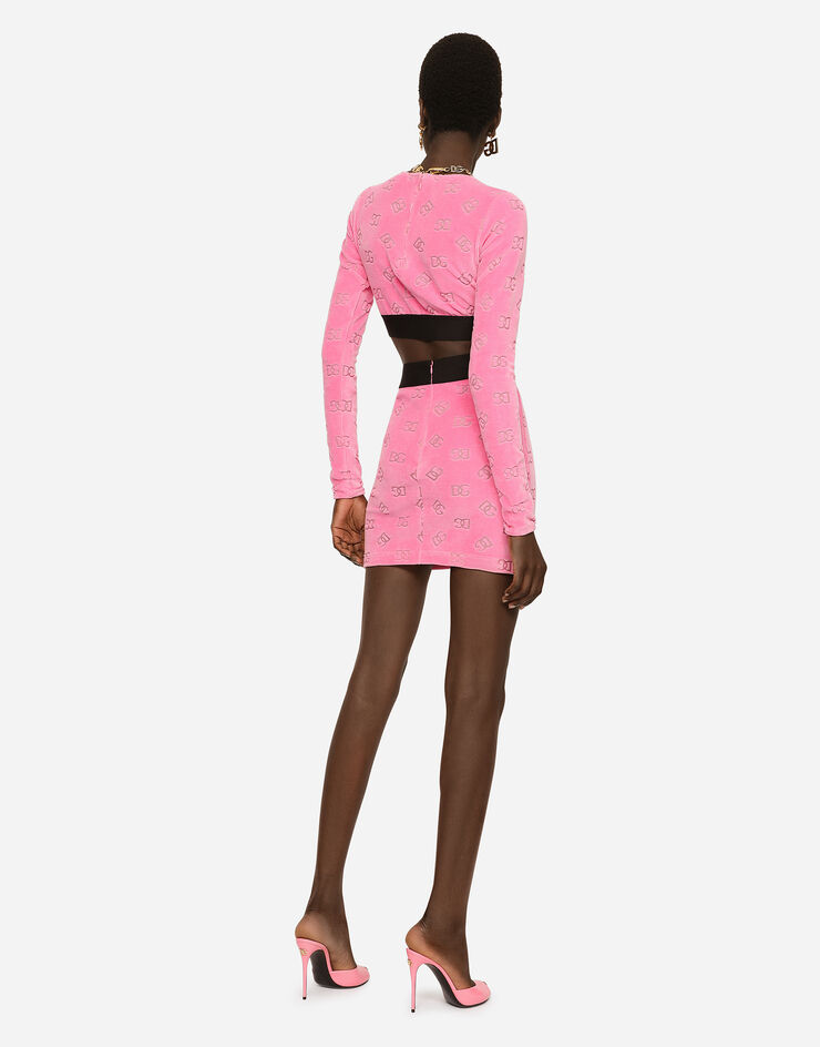 Dolce & Gabbana Мини-юбка из флокированного джерси со сплошным узором DG розовый F4CH0TFJ7DL