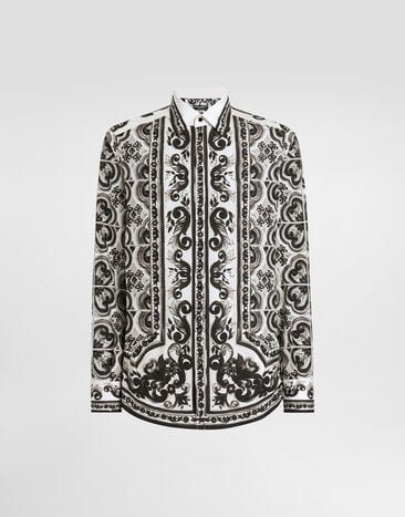 Dolce & Gabbana Hemd Martini aus Popeline mit Majolika-Print Mehrfarbig G5MM4THH5EM